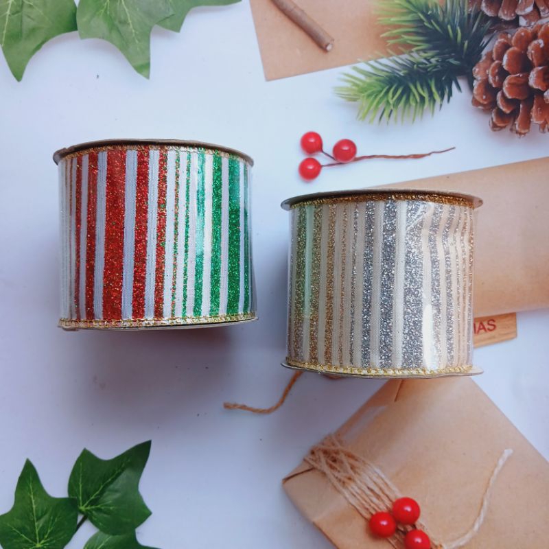 

Pita Natal YBF13-0250 Hiasan Dekorasi Ribbon Christmas 7cm x 2,5m SALE