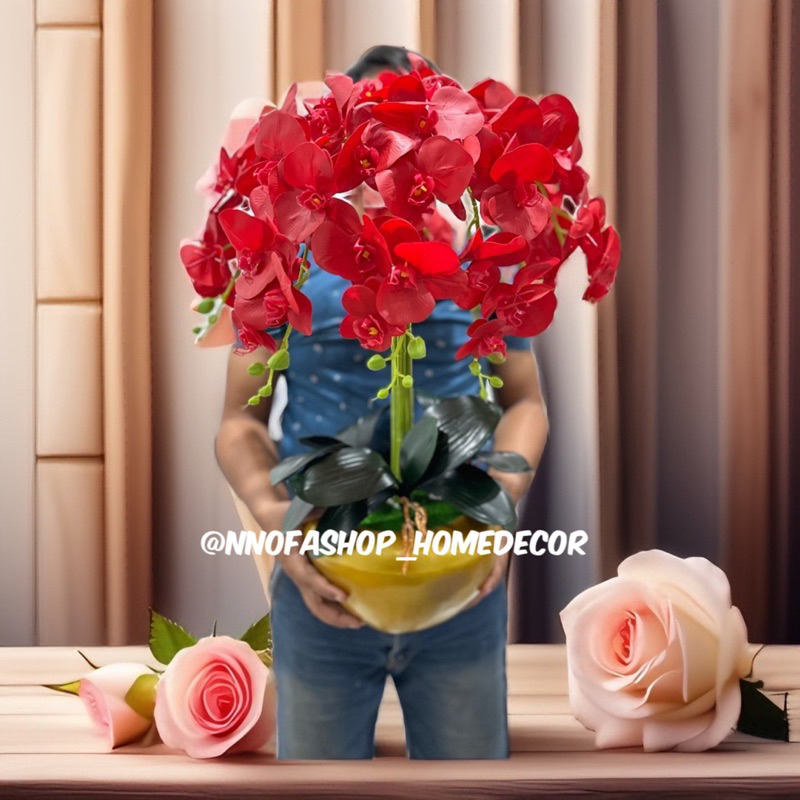 Bunga anggrek jumbo vas gold anggrek bulan anggrek latex mewah