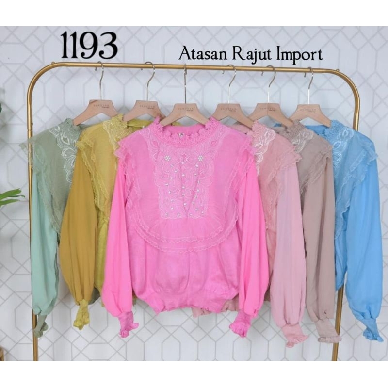 promo fhasion wanita-atasan rajut renda brukat rempel slimfit premium import/termurah/terbaru