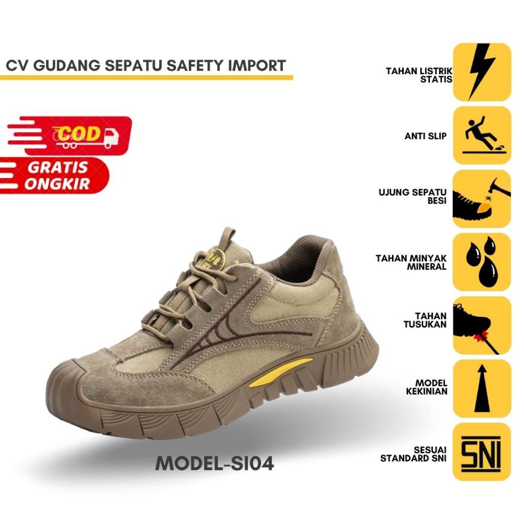 Sepatu Safety Shoes Proyek Import Pria Wanita Original Casual SI04