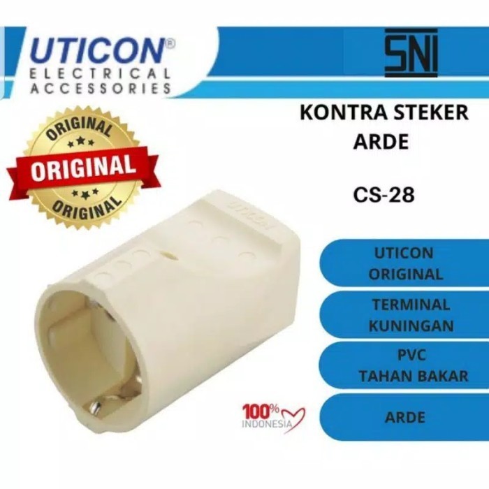 UTICON KONTRA STEKER ARDE CS-28 CONTRA CS28 ASLI KUNINGAN ORIGINAL Kontra Steker Uticon/ Colokan Fem