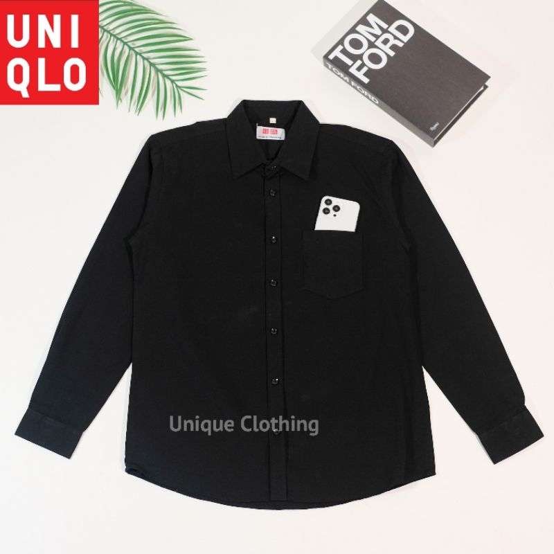 Promo kemeja pria UNIQLO hitam