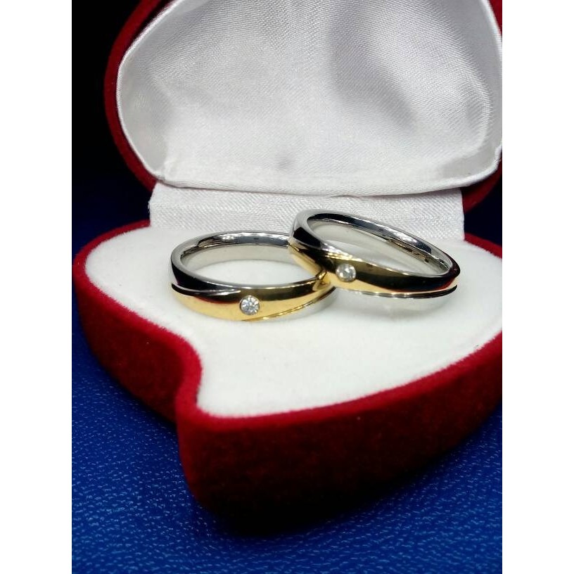 Cincin couple emas silver free Box LOVE