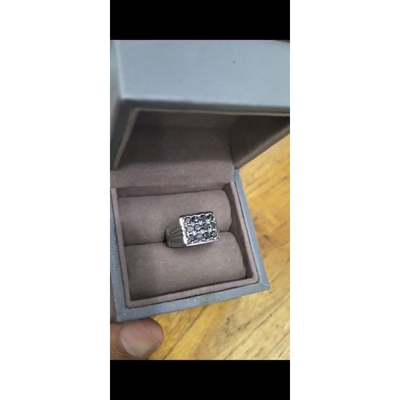cincin perak full berlian hitam gratis memo lab dan box cincin