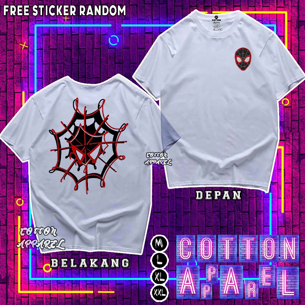 V9 Kaos Couple Spiderman Miles Morales & Gwen Stacy Warna Putih - Kaos Spiderman Couple - Tshirt Spi