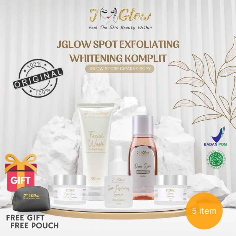 JGLOW Skincare Spot Exfoliating Serum Whitening/Paket Perawatan Wajah Flek Noda Hitam