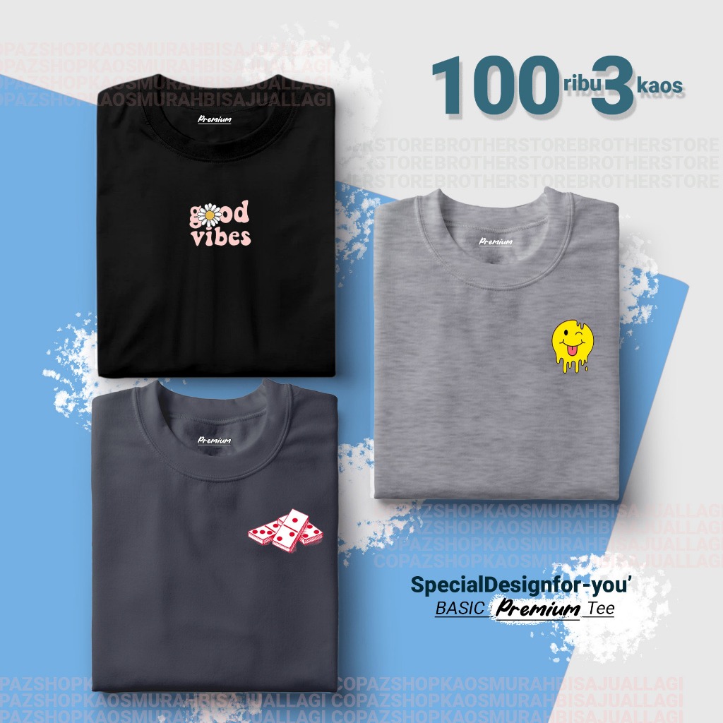 BUY 1 OR 3 PCS - Kaos Distro Pria Wanita 24s - Kaos DIistro M 100 3 PCS - COPAZ SHOP - PAKET USAHA -