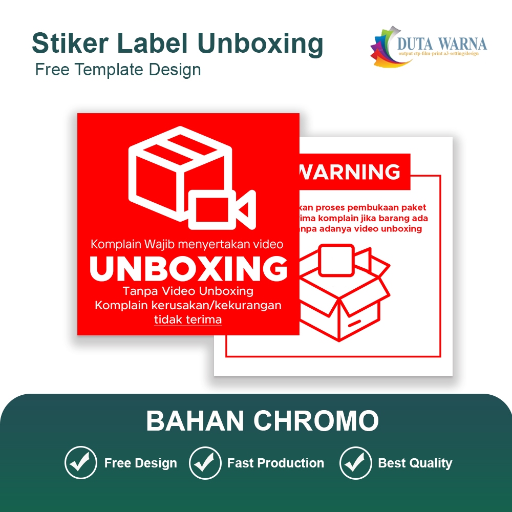 

STIKER LABEL UNBOXING/STIKER CHROMO/STIKER KOTAK