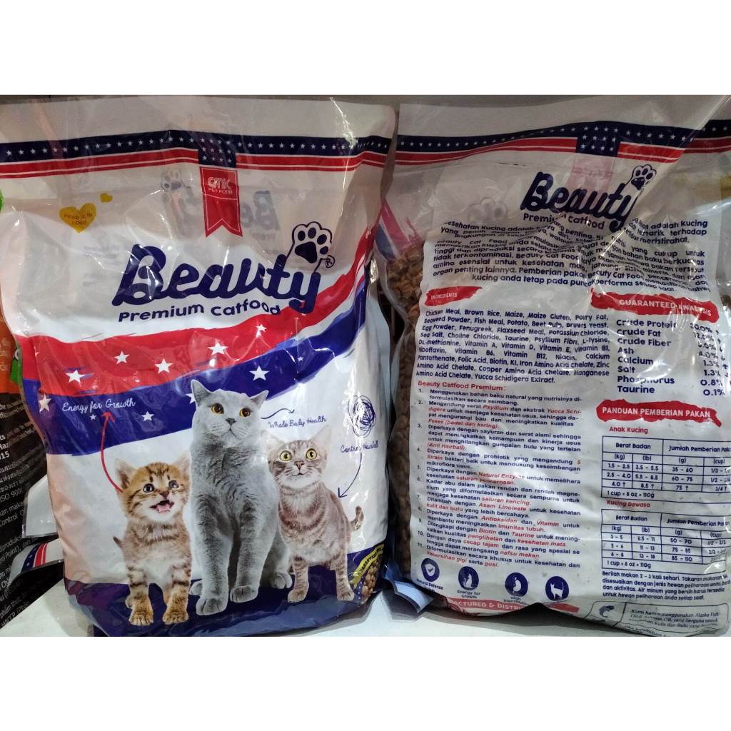 beauty  1kg dry food makanan kucing