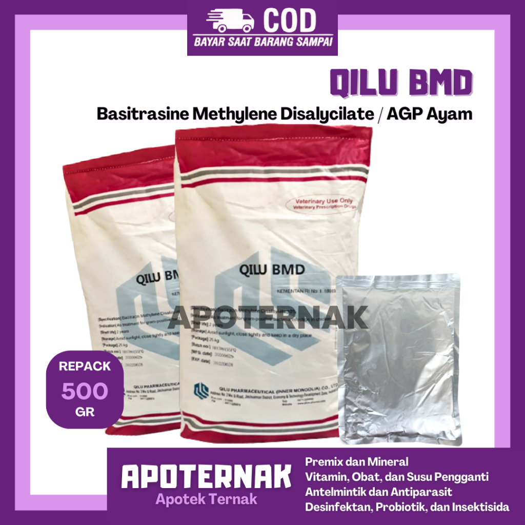 AGP QILU BMD (Ba.citracin-Methylene-Disalycilate) 500 GRAM - AGP Ayam | AGP Ayam Broiler | AGP Ayam 