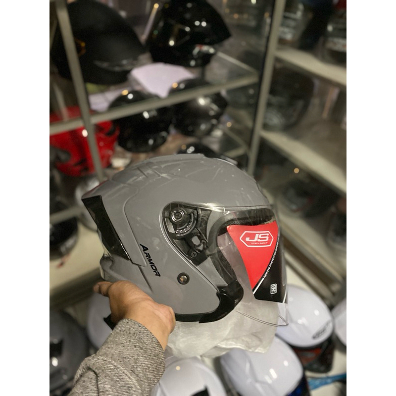 JS ARMOUR SOLID HELM HALL FACE SNI BISA COD ORIGINAL
