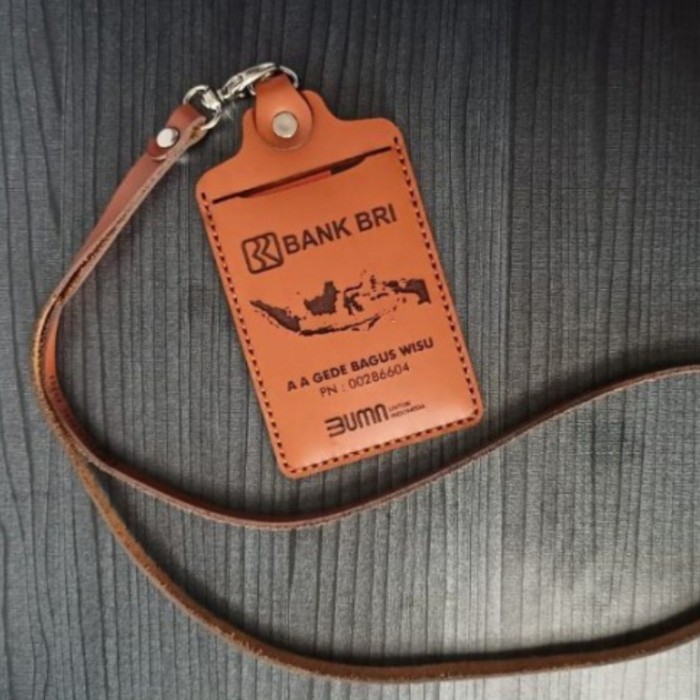 

Gantungan Id Card Holder Kulit Asli Custom Logo, Name Tag Holder Kulit Premium