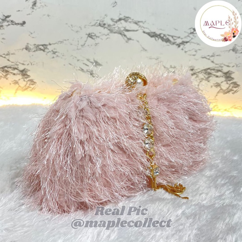 TAS PESTA WANITA IMPORT ELEGAN MEWAH TAS PESTA WANITA IMPORT MAKASSAR TAS PESTA BULU UNIK