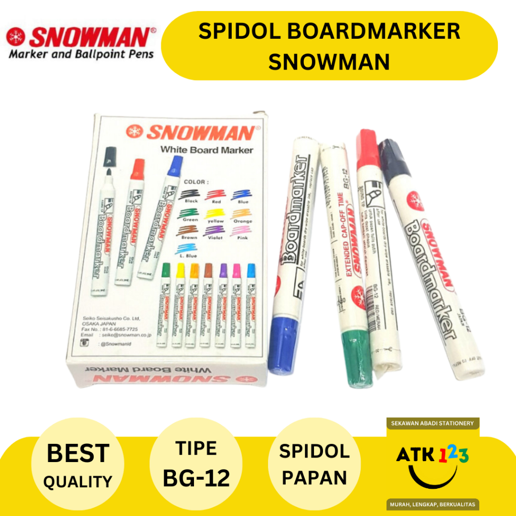 

Spidol Whiteboard Boardmarker Spidol Papan Tulis Snowman BG-12