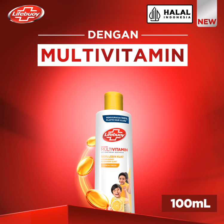 Lifebuoy Sabun Mandi Cair Anti Bacterial Body Wash Lemon Fresh 100% Lebih Kuat Lawan Kuman, Kesegara