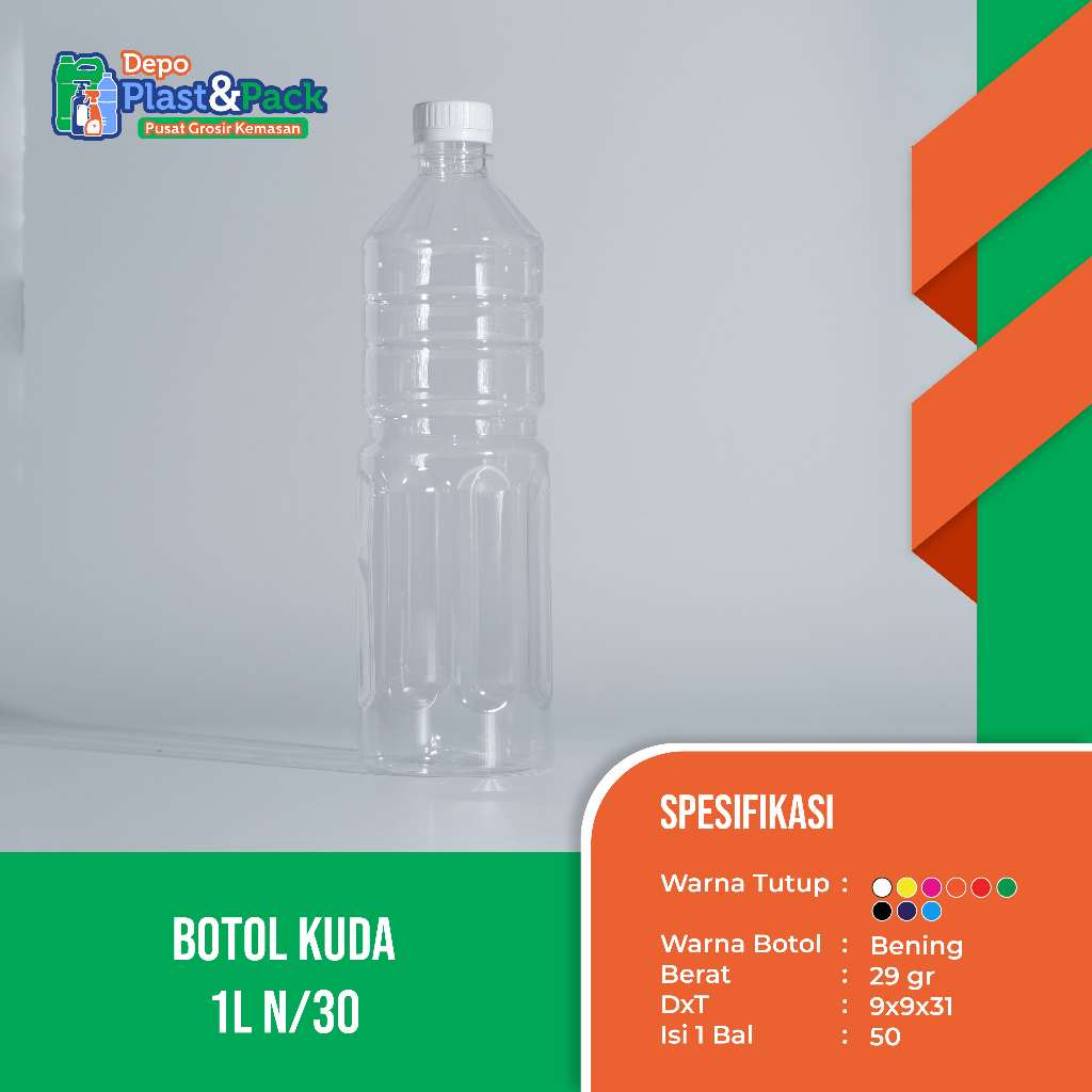 Botol Kuda N30 1Liter + tutup Long Neck | Botol kemasan parfum laundry refill, botol kemasan minyak,