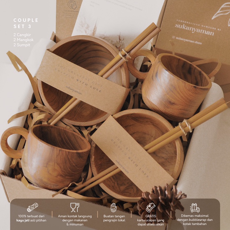 

12.12 MALL Wedding Gift Set | Hadiah Pernikahan | Hampers Peralatan Makan Kayu Jati | Birthday gift set | Wedding Hampers | Kado pernikahan gas !!