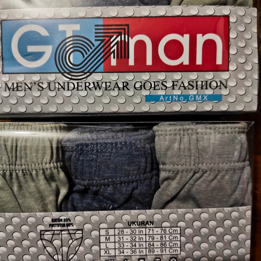 Celana dalam gt man GMX / CD PRIA GT MAN GMX WARNA KATUN Gt man isi 3