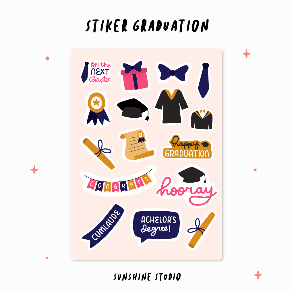 

[Sunshine] Stiker Graduation Kelulusan | Stiker Muslimah Aesthetic Sticker untuk Scrapbook Diary Jurnal HP Laptop Tumblr Minuman | Waterproof Vinyl Anti Air