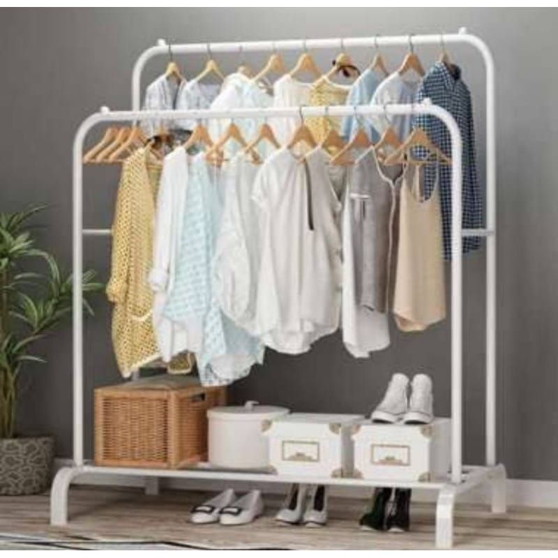 02 RAK GANTUNGAN BAJU DOUBLE MULIG DOUBLE GANTUNGAN BAJU KOKOH BESI GAMTUNGAN BAJU GAWANG BESI