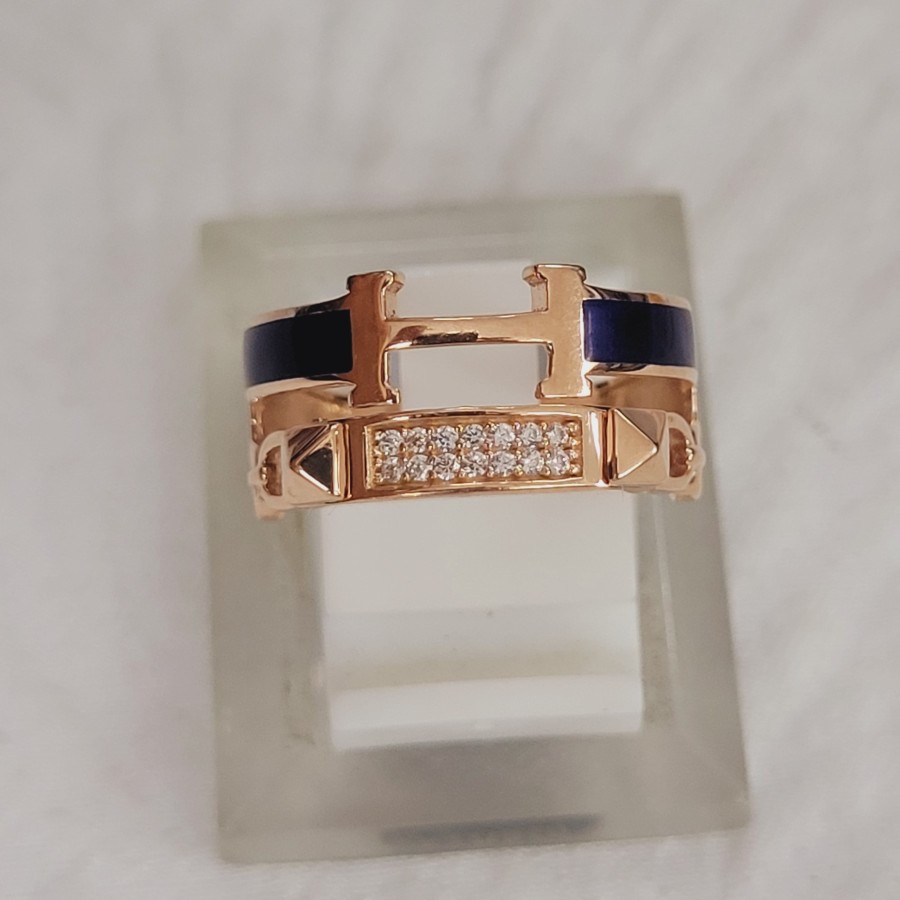 cincin model plat double spike ad mata variasi emas 75% 750 75 % 17k