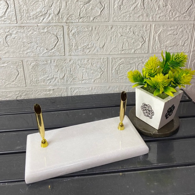 

MARBLE PENA HOLDER TEMPAT PULPEN BOLLPOINT Persegi panjang MEJA KANTOR MARMER