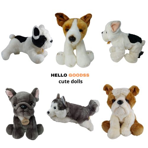 BONEKA ANJING BULLDOG / HUSKY/ JACK RUSSELL  CUTE SOFT FLUFFY - Ukuran M