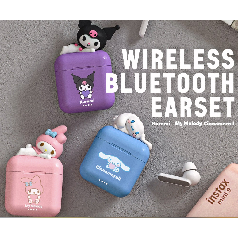 SANRIO WIRELESS BLUETOOTH EARPHONE EARSET KUROMI MY MELODY CINNAMOROLL HEADSET EAR PHONE