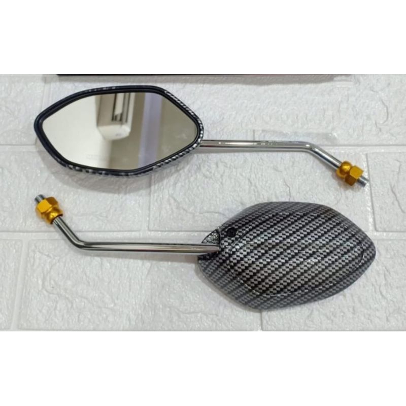 Kaca spion Honda Beat karbon tangkai chrome panjang