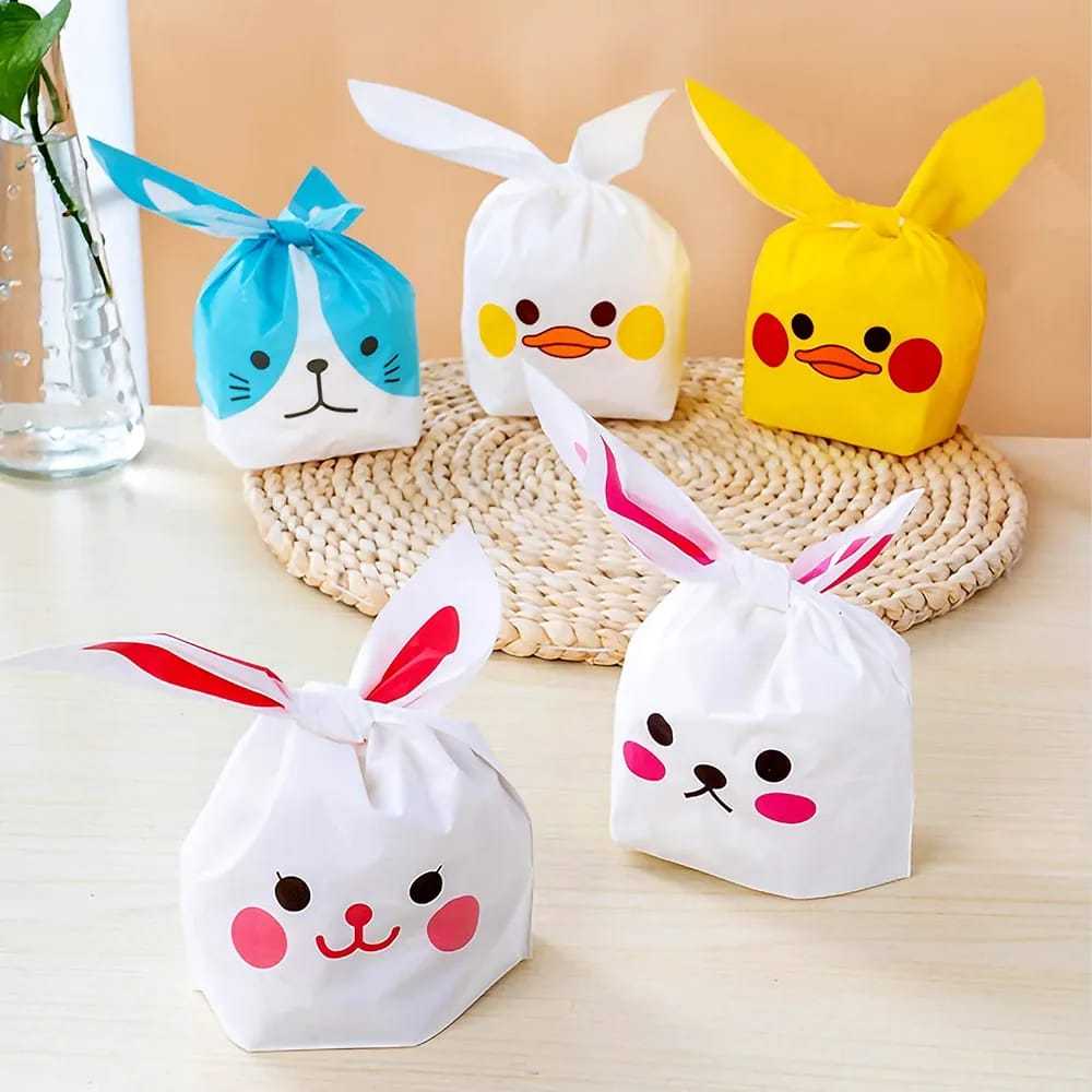 

[10 LEMBAR] 15.5x26cm Kantong Plastic Snack KECIL Plastik Goodie Bag Ulang Tahun Motif Rabbit