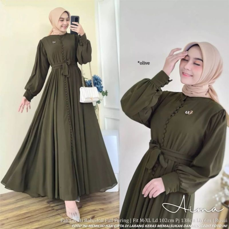DRESS GAMIS BAJU LEBARAN BUSUI FRIENDLY CERUTI BABYDOLL FULL FURING M L XL LENGAN TANGAN PANJANG BAH