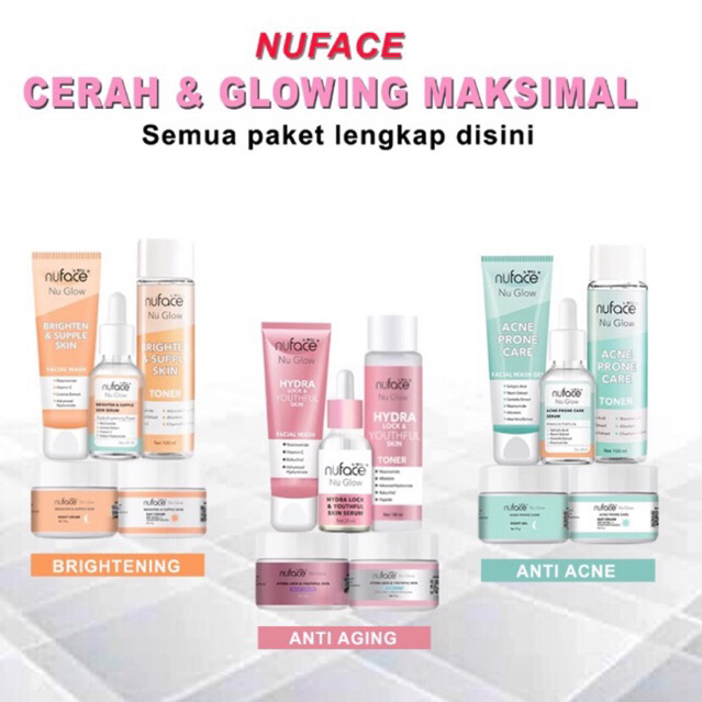 NuFace Nu Glow Paket lengkap Series Brighten & Supple Skin/Paket Skincare Lengkap /Paket Perawatan K