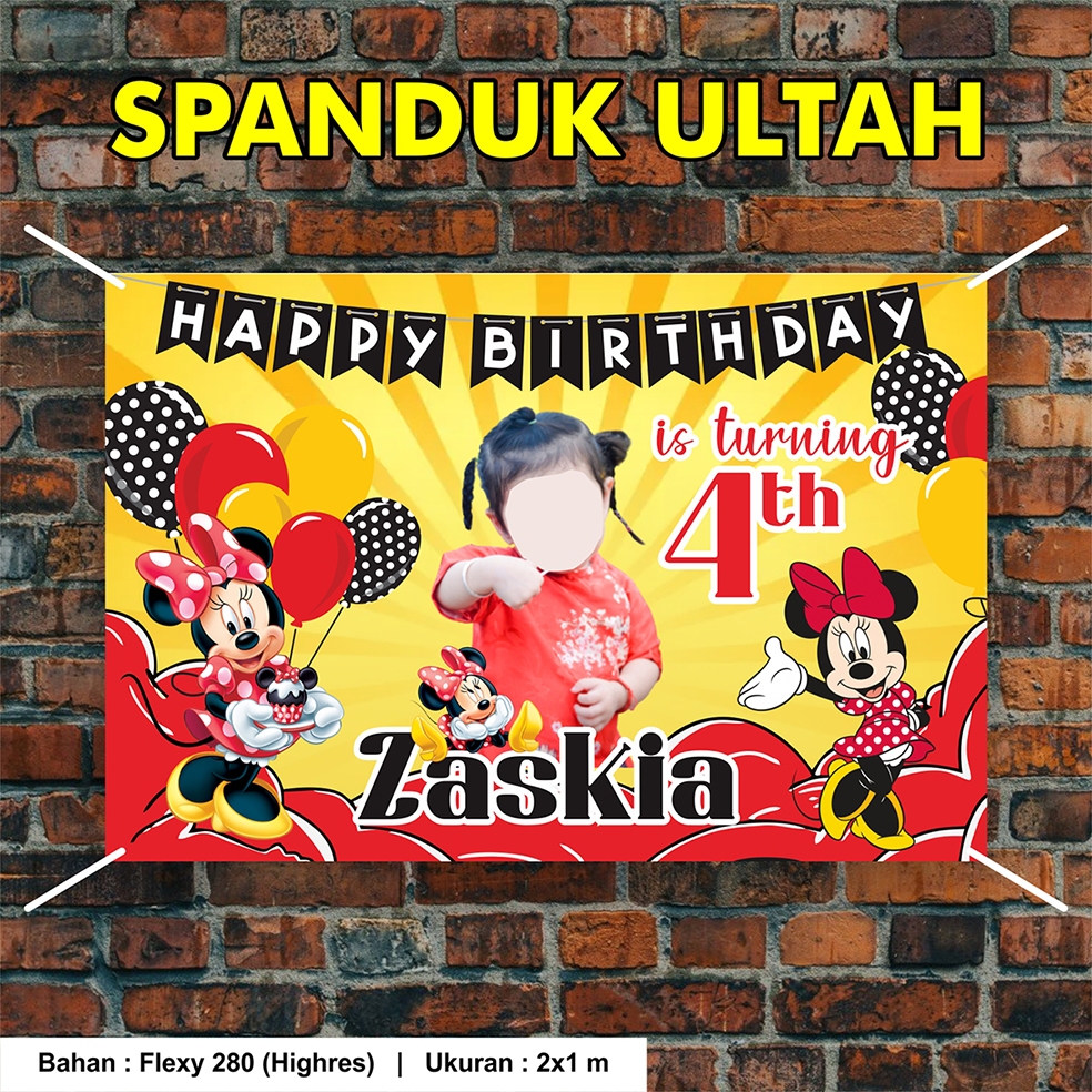 Spanduk / Banner Ulang Tahun, Bahan Flexy China 280 Highres . 2x1 m