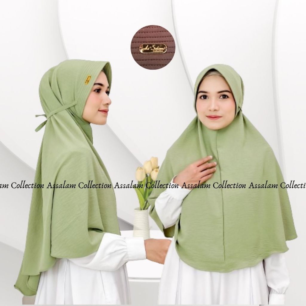Bergo Maryam Crinkle Pet Tali Size XL/ Hijab Jilbab Crinkle Size XL