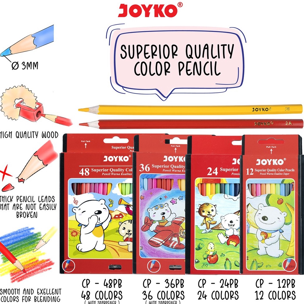 

Terk!!ni Joyko Pensil Warna Superior Quality Color Pencils Hexagonal Grip PB Product Impor