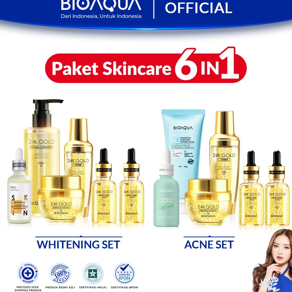 JHZR2185 ✓ BIOAQUA kecantikan perawatan set skincare paket 6pcs whitening brightening penghilang jer