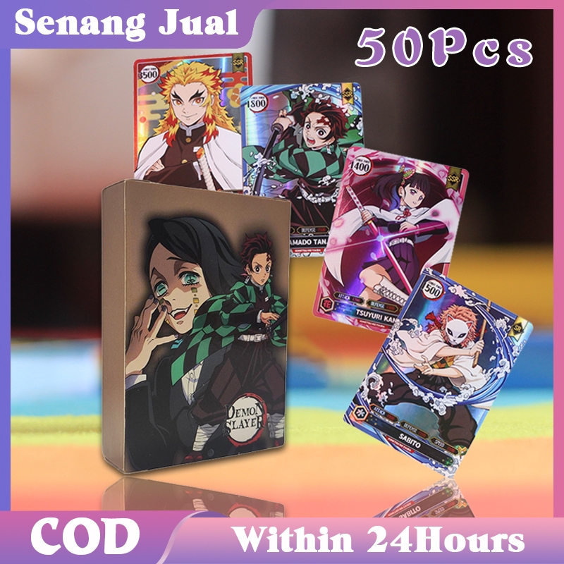50Pcs Kartu Anime Demon Slayer Trading Card Kartu Demon Slayer 1 Box Kartu Kimetsu No Yaiba Kartu La