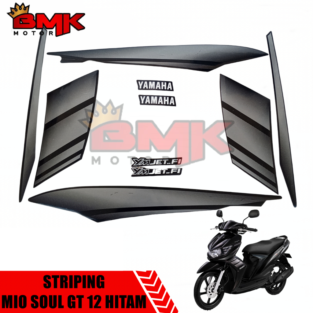 Striping Stiker Polet Yamaha Mio Soul GT 2012 Hitam Putih Merah Emas Gold Biru