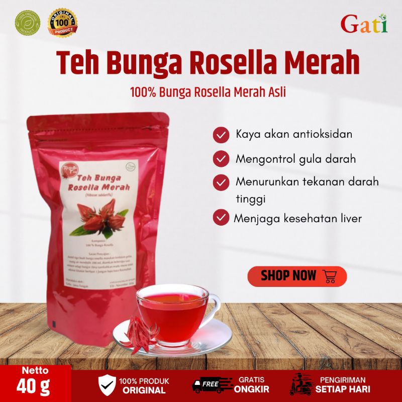 

Teh Bunga Rosella Merah - 100% Rosella Asli/Rosella kering merah/Antioksidan tinggi/penurun hipertensi