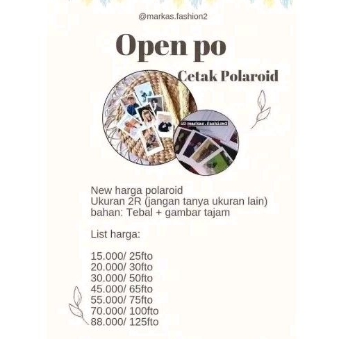 Cetak foto polaroid / foto polaroid 2R / Polaroid