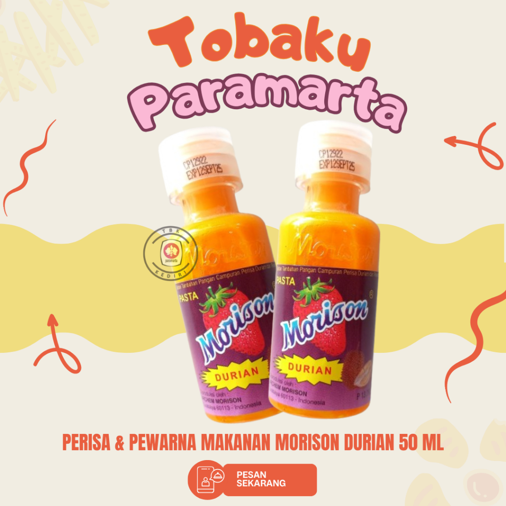 

PEWARNA DAN PERISA MAKANAN MORISON RASA DURIAN 50 ML / PEWARNA DAN PERISA MAKANAN MORISON