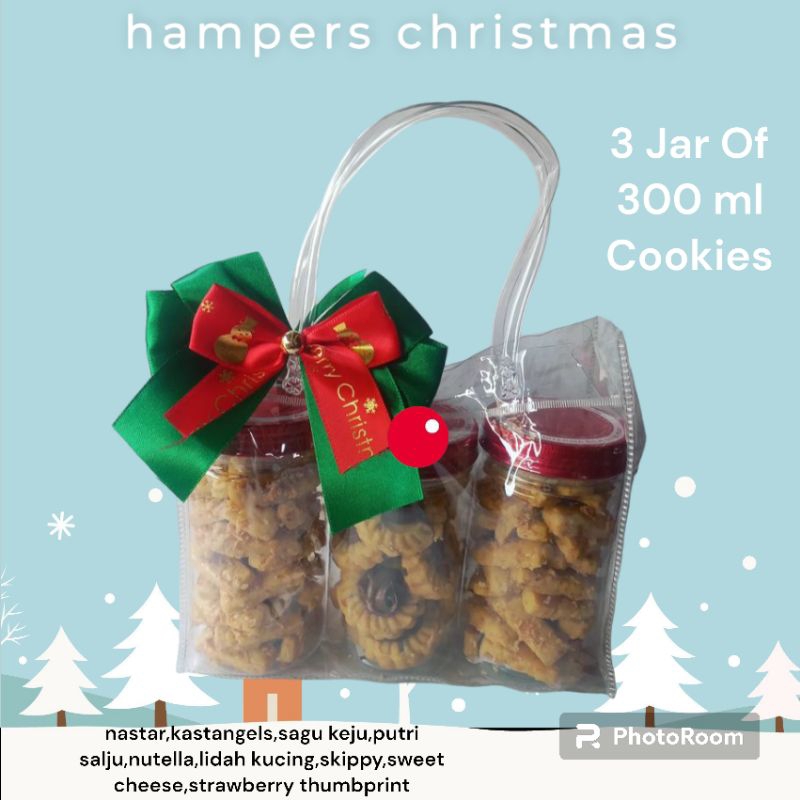 

Hampers Natal 3 Jar Cookies Free Giftcard,pita,goodiebag