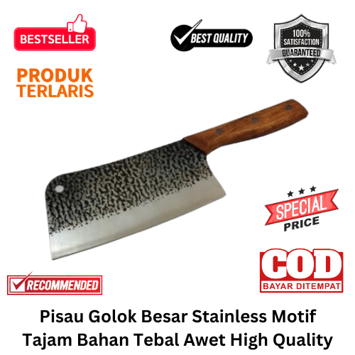 [BISA COD] DISKON Pisau Golok Besar Stainless Motif Tajam Bahan Tebal Awet High Quality Pisau Ayam P
