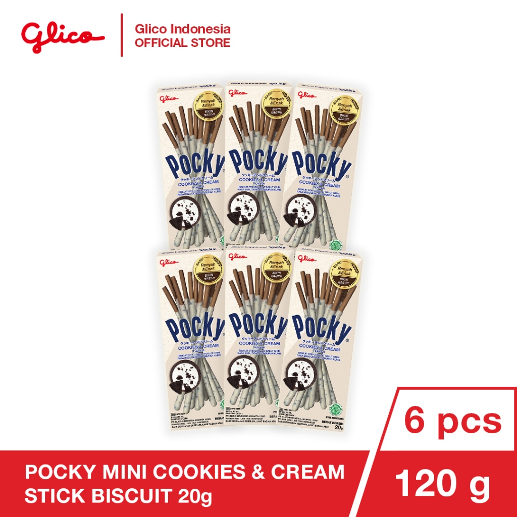 

Glico Pocky Mini Cookies and Cream Stick Biscuit Six Pack