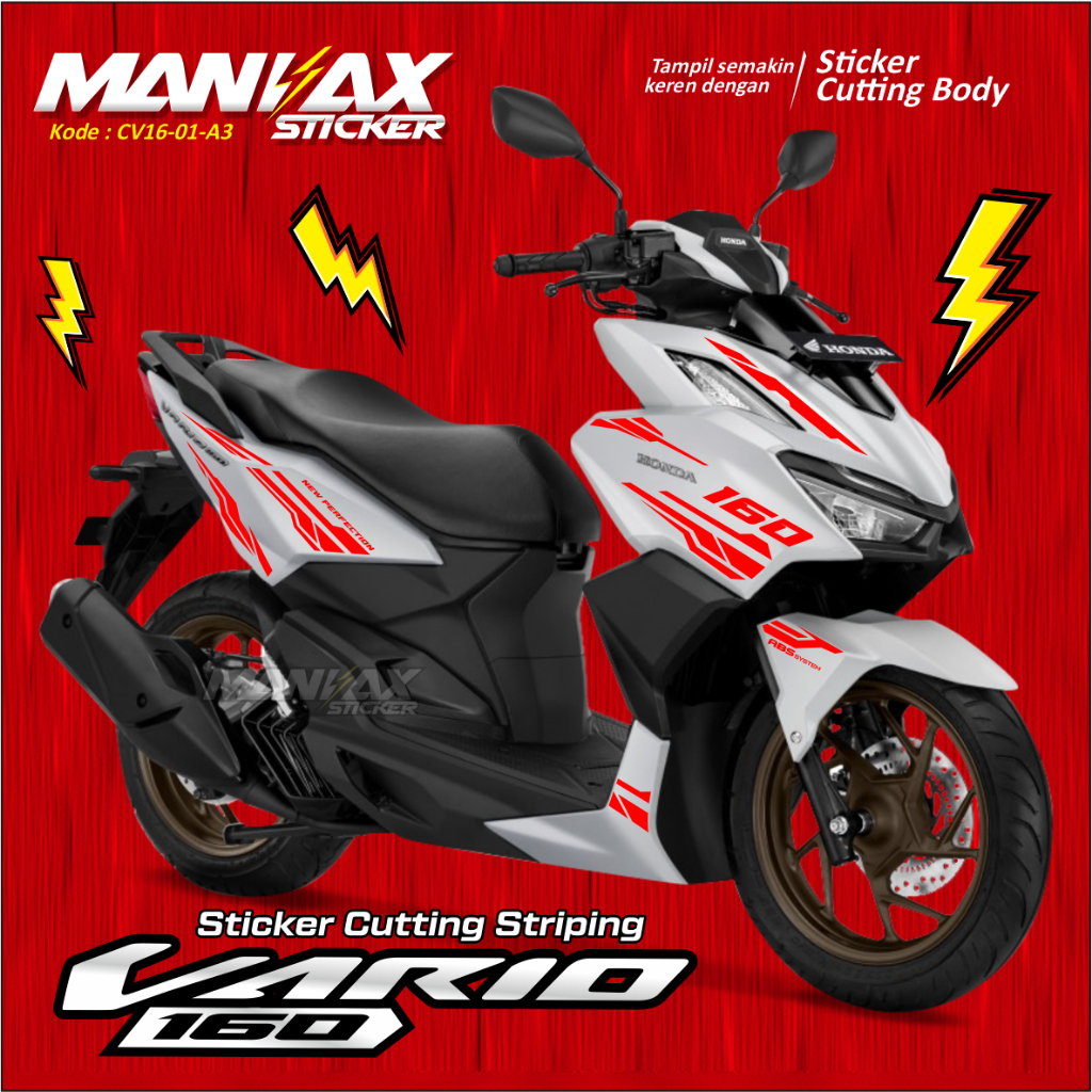 STICKER CUTTING ALL NEW HONDA VARIO 160 - CUTTING STIKER VARIO 160CC 2022 MOTOR PUTIH