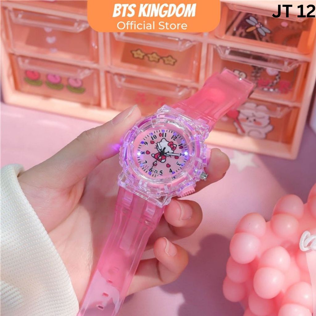Jam Tangan Anak LED Light Cute Hello Kitty Fashion Kids Watch