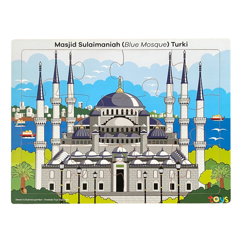 Puzzle Masjid Sulaimaniah / Blue Mosque Turki Mainan Edukasi Kayu Chateda Toys