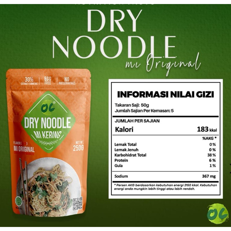 

Organic Center - Mie Kering Healthy Noodle Polos pewarna alami, non perisa sintetik non msg 5 porsi - 250gr