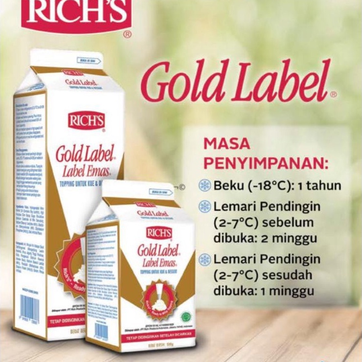 

[✱Y4$] Rich’s Gold Label - Rich Gold Label Whipping Cream 907gram - Gosend/ Only!!! Stok Sedikit