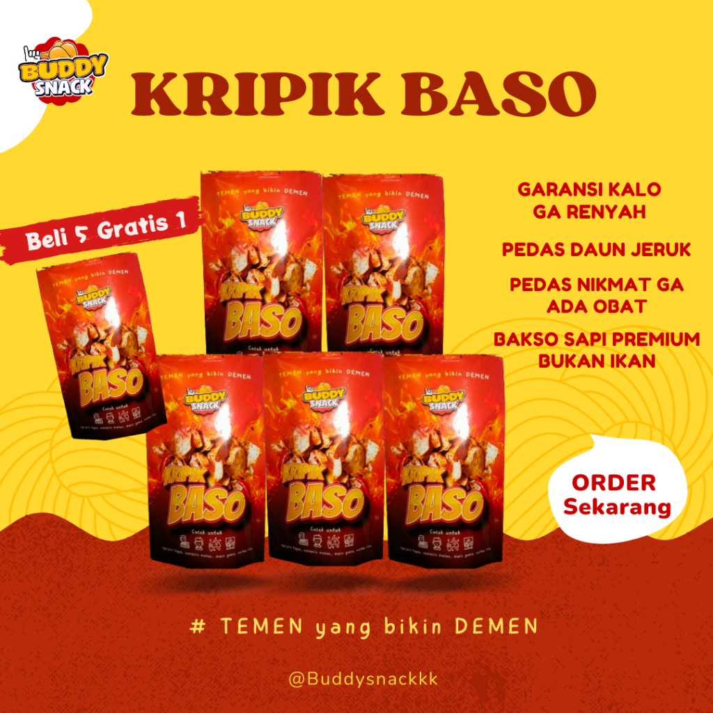 

Basreng pedas daun jeruk baso sapi premium viral beli 5 gratis 1 - BUDDY SNACK